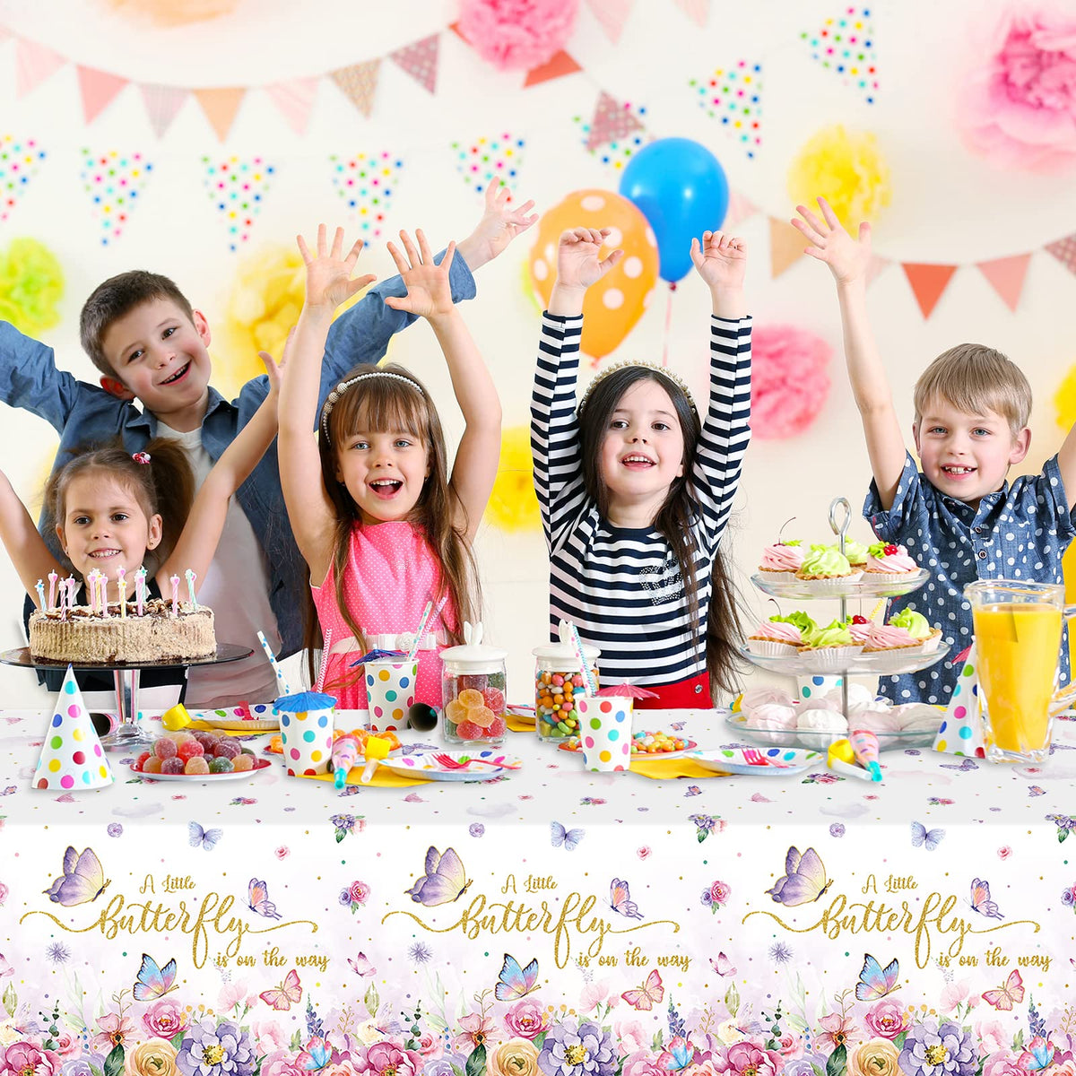 FunnyPars butterfly tablecloth 54x108 inches fits most rectangular tables.