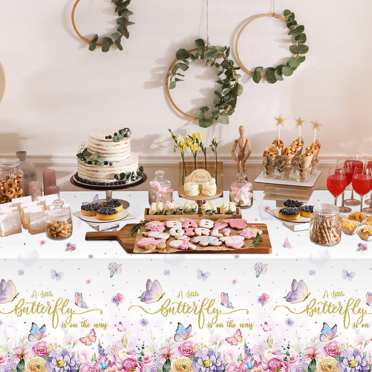FunnyPars butterfly tablecloth ideal for outdoor picnics and spring gatherings.