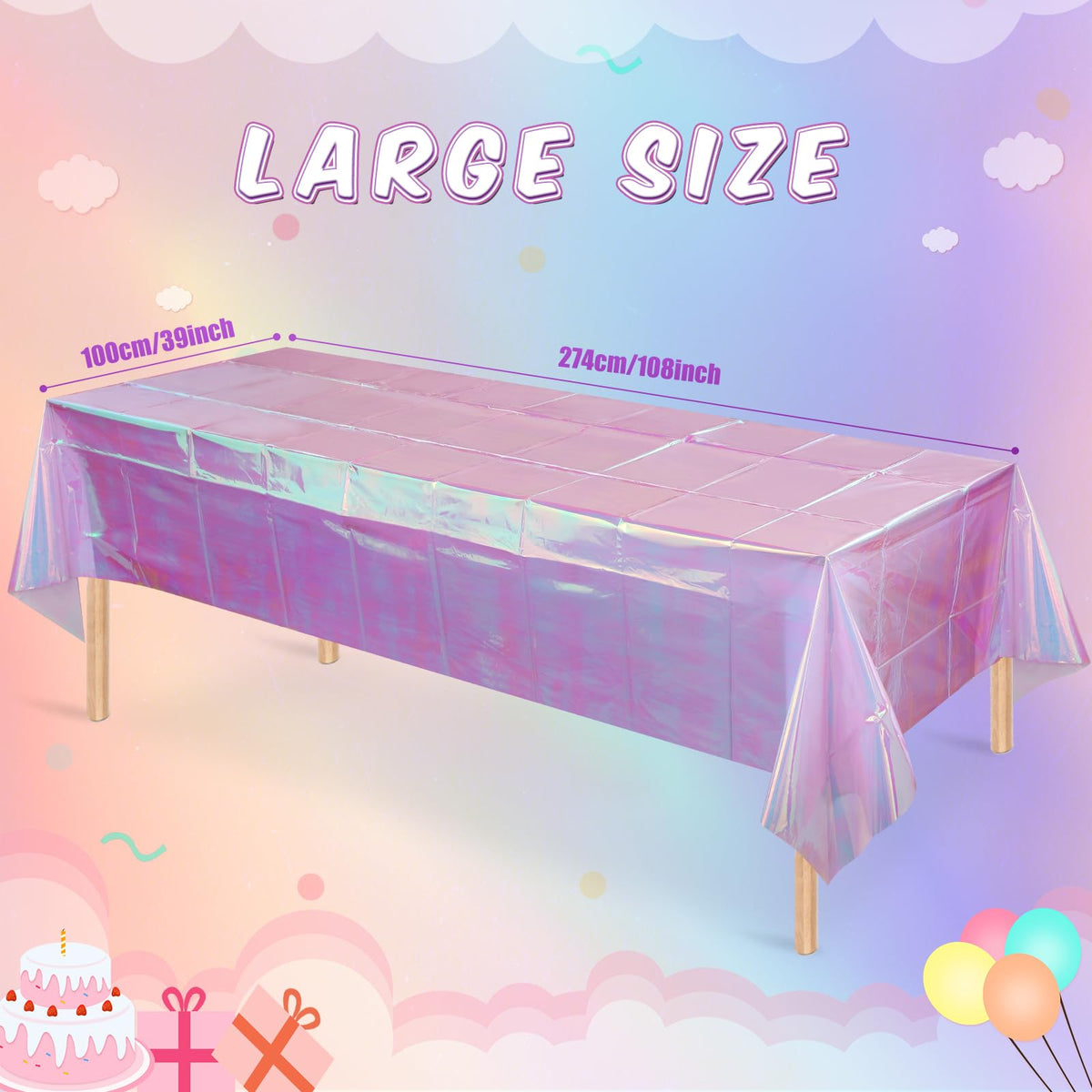 FunnyPars disposable tablecloth with shiny holographic finish for quick cleanup