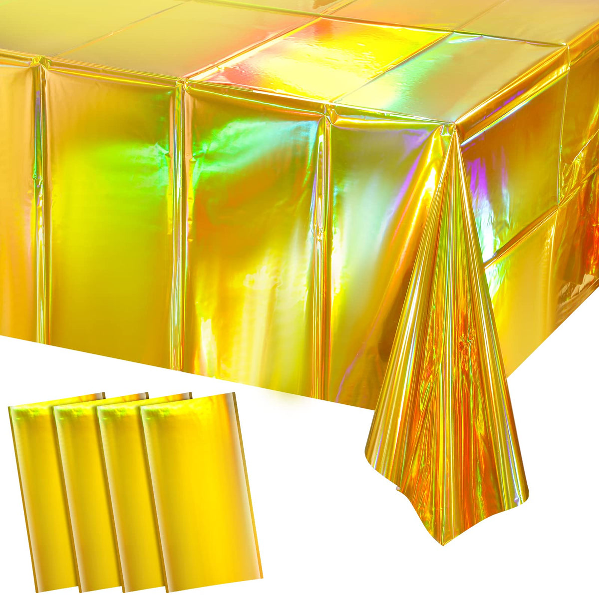FunnyPars gold iridescent tablecloth rectangle 54x108 inches adds festive shine for parties.