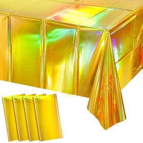 FunnyPars gold iridescent tablecloth rectangle 54x108 inches adds festive shine for parties.