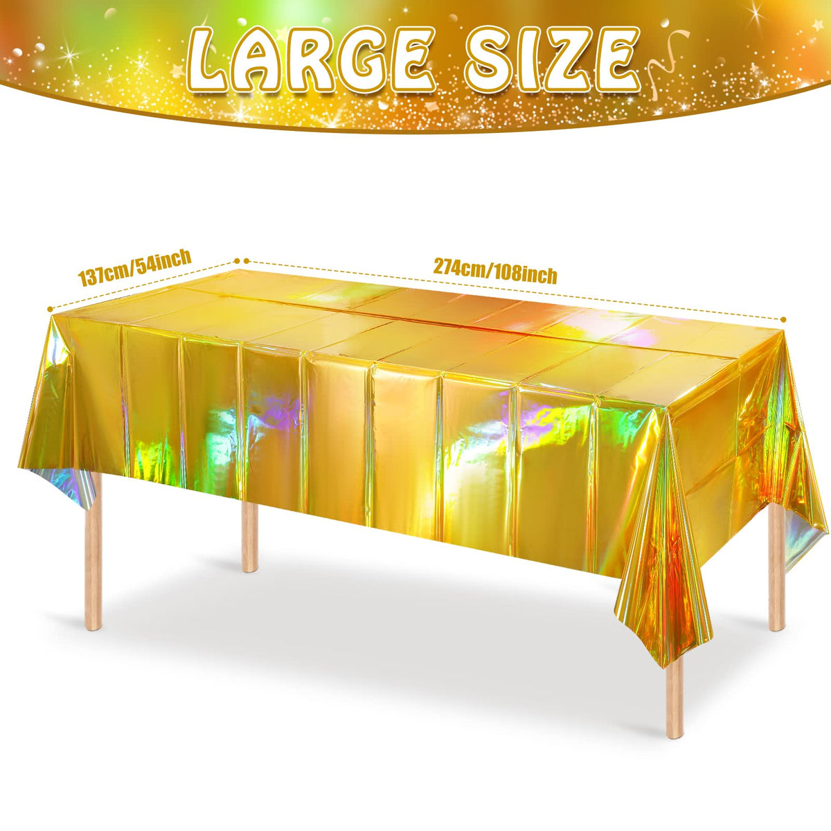 FunnyPars holographic tablecloth reflects light for memorable wedding or holiday tables.