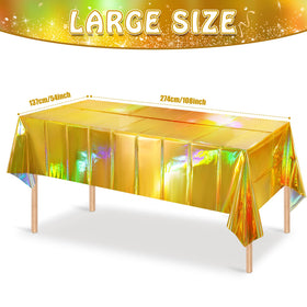 FunnyPars holographic tablecloth reflects light for memorable wedding or holiday tables.