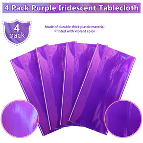 FunnyPars waterproof purple holographic tablecloth protects surfaces while enhancing festive ambiance.