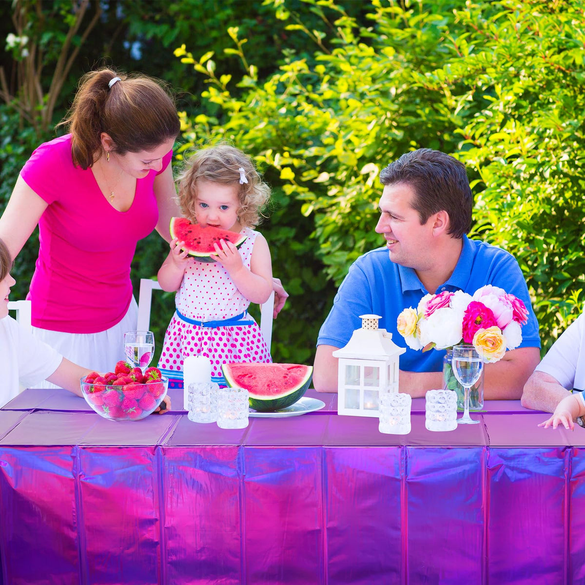 FunnyPars wedding-ready purple tablecloth adds elegance and protection to your tables.