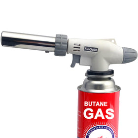 FunOwlet butane torch showing 360-degree reverse-use for precise searing