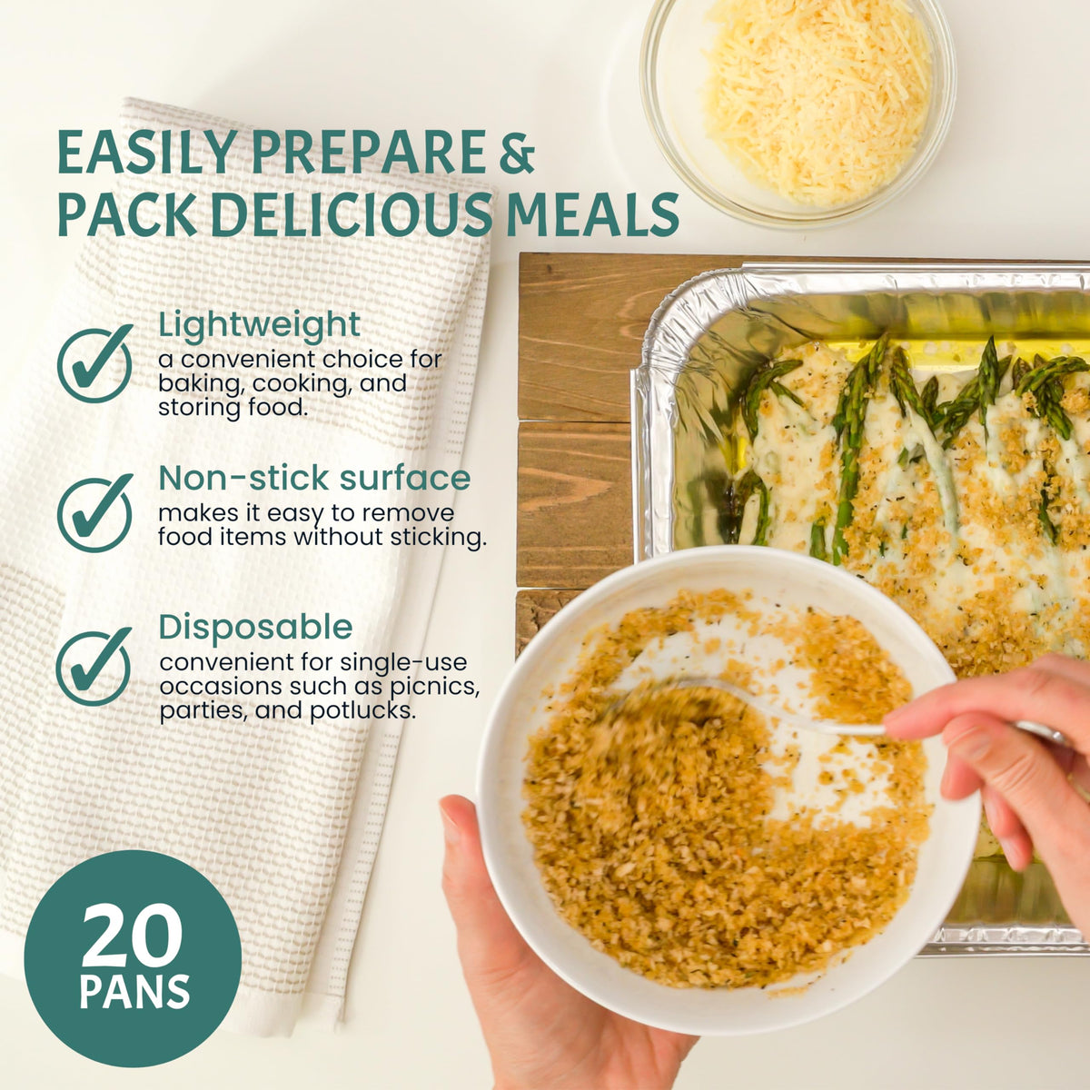 FUNSTITUTION high-heat aluminum tray withstands oven temperatures for baking.