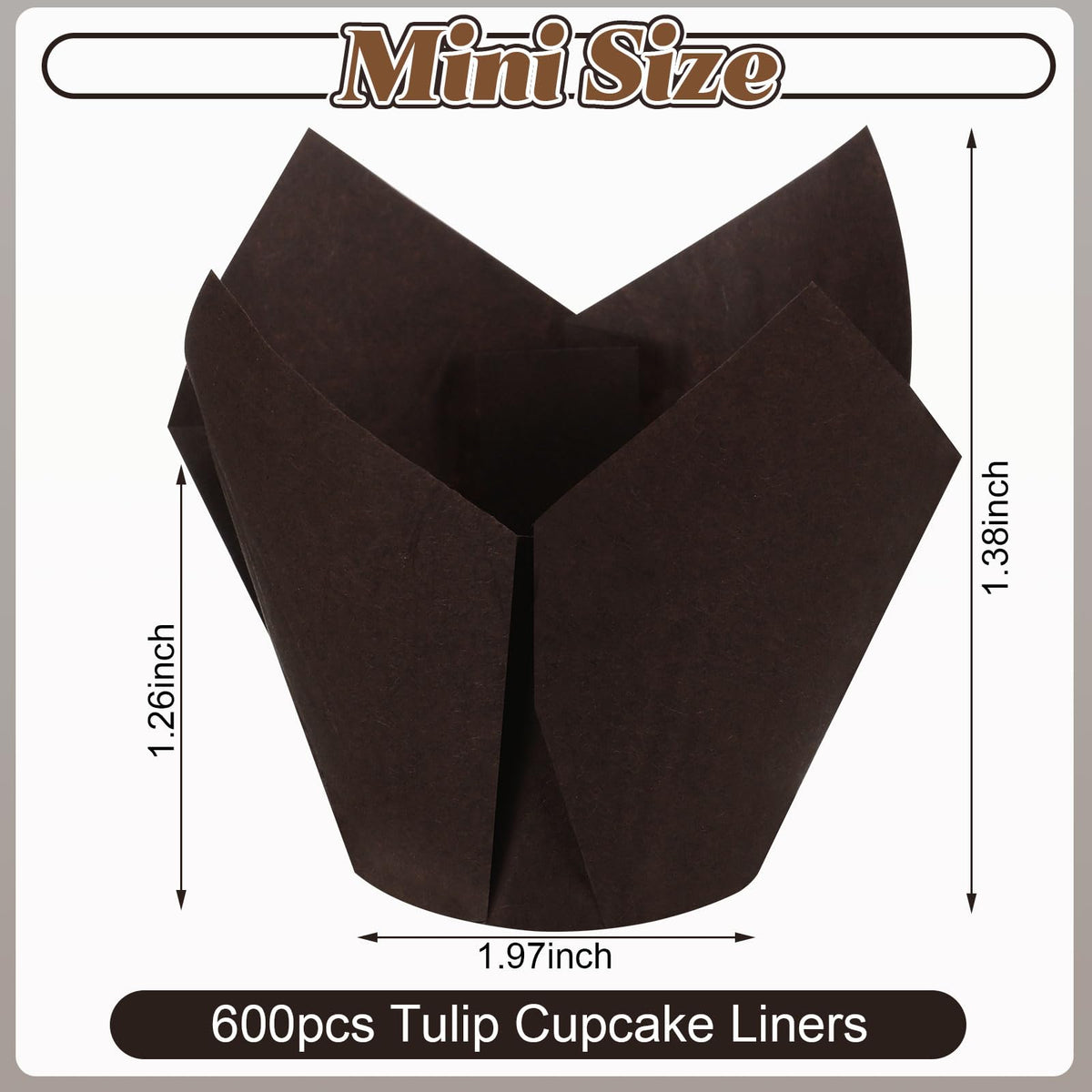 Funtery mini tulip cupcake liner in beige closeup, soft celebration accent.