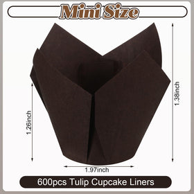 Funtery mini tulip cupcake liner in beige closeup, soft celebration accent.
