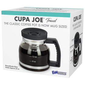 Durable borosilicate Cupa Joe glass suitable for hot or cold beverages.