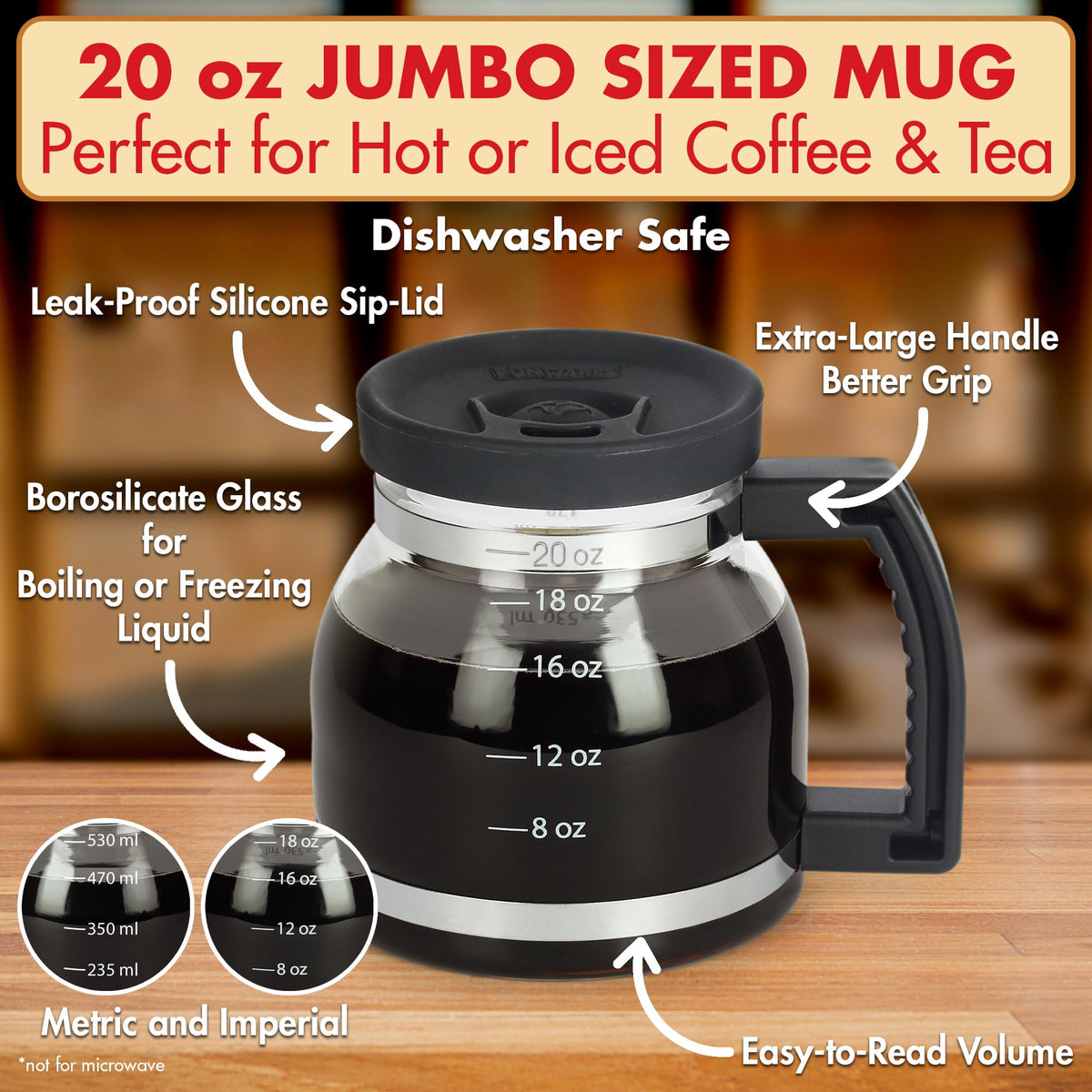 Funwares Cupa Joe spill-proof lid keeps drinks secure during commutes.