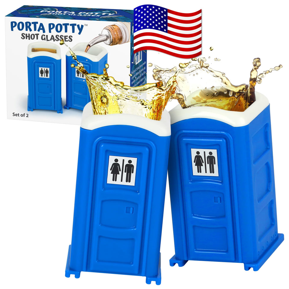 Funwares porta-potty shot glasses set 2oz, ideal for bold party humor and social selfies.