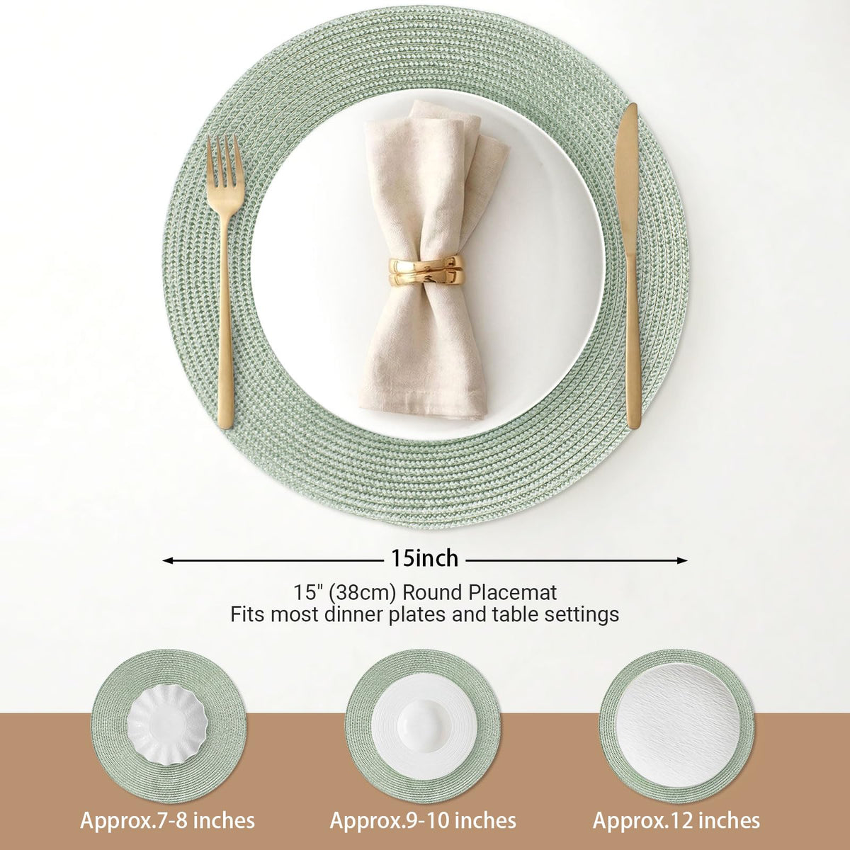 FunWheat placemats fog green set protects surfaces from spills during meals.