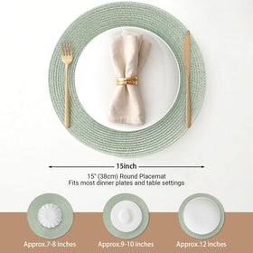 FunWheat placemats fog green set protects surfaces from spills during meals.
