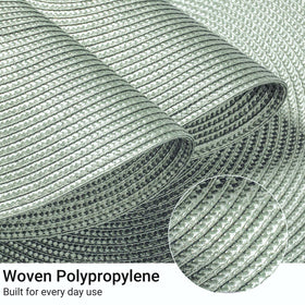 FunWheat round braided placemats fog green resist heat and add color.
