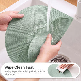 FunWheat fog green placemats suit indoor and outdoor dining.
