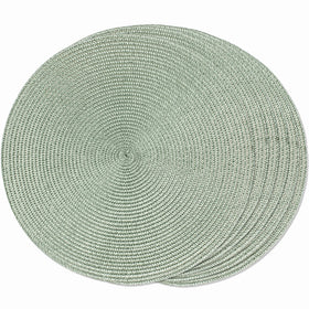 FunWheat placemats fog green round braided 15-inch; durable weave, protects surfaces from spills, non-slip.