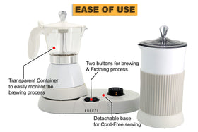 FUOCCI Moka Pot with cordless base for flexible counter placement
