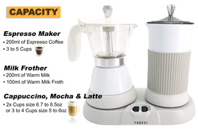 FUOCCI Moka Pot with Milk Frother for silky cappuccino textures