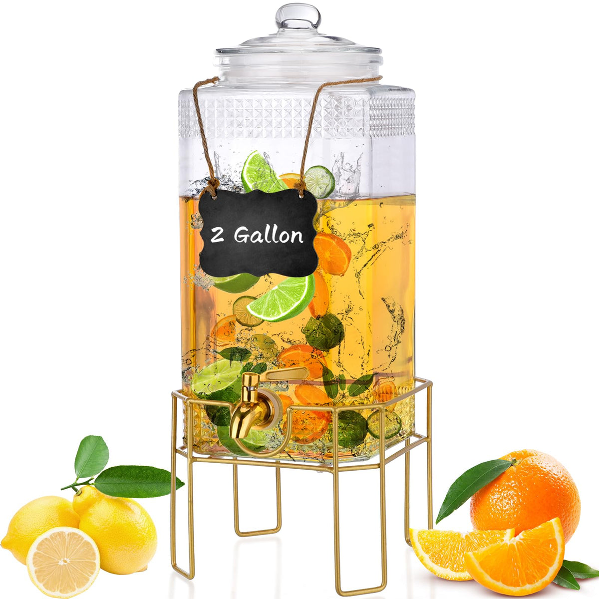 FUREEY drink dispenser with glass lid for fresh and dust-free beverages.