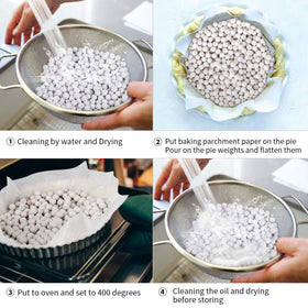 FurRain pie weights cleaning and drying after use.