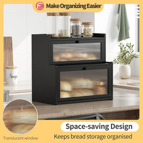 Furshus bamboo bread box in black finish adds natural elegance to the kitchen