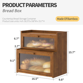 Furshus bamboo bread box with acrylic window panel to view contents.