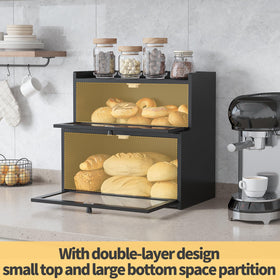 Bottom large storage compartment for bread, pastries, and jars
