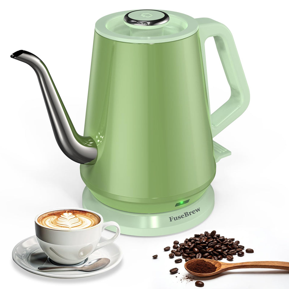 FuseBrew Gooseneck Kettle front view in green for precise pour control