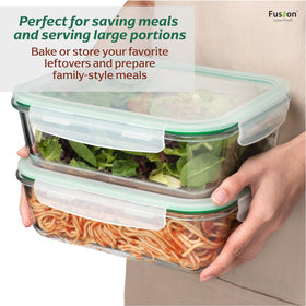 Fusion Gourmet freezer-safe glass preserves freshness before freezing