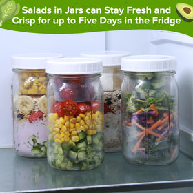 Fusnugk fridge-friendly jars support crisp layered salads.