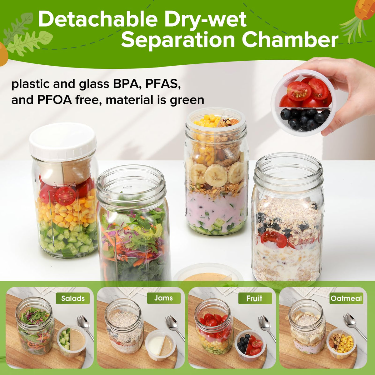 Fusnugk leak-proof jar keeps dressings separate during transport.