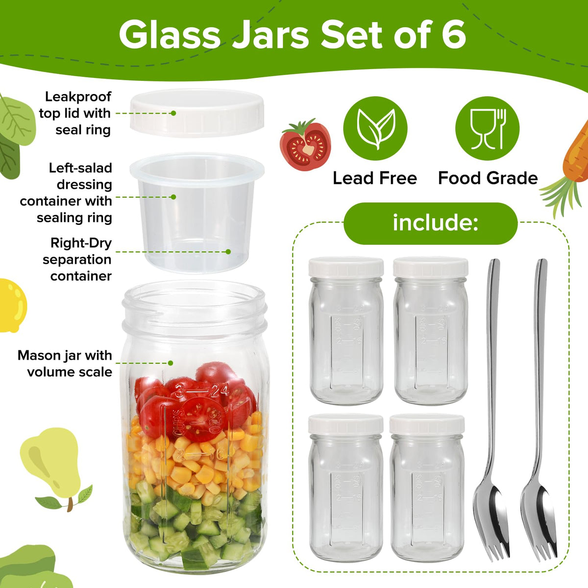 Fusnugk wide-mouth jar shows colorful greens and toppings clearly.