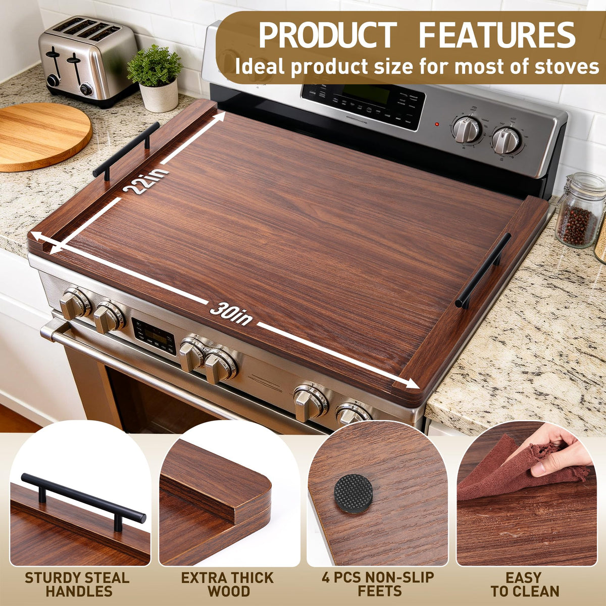 FUSOUBOTY stovetop cover with handles enables easy serving and transport