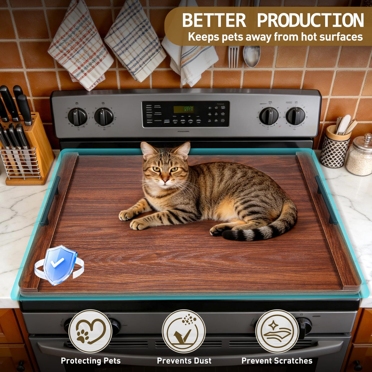 FUSOUBOTY walnut wooden serving tray enhances kitchen style and utility