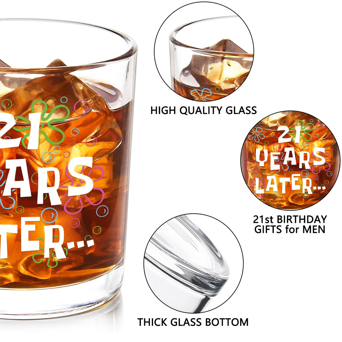Futtumy 21 Years Later glass at a festive table, ideal party centerpiece.