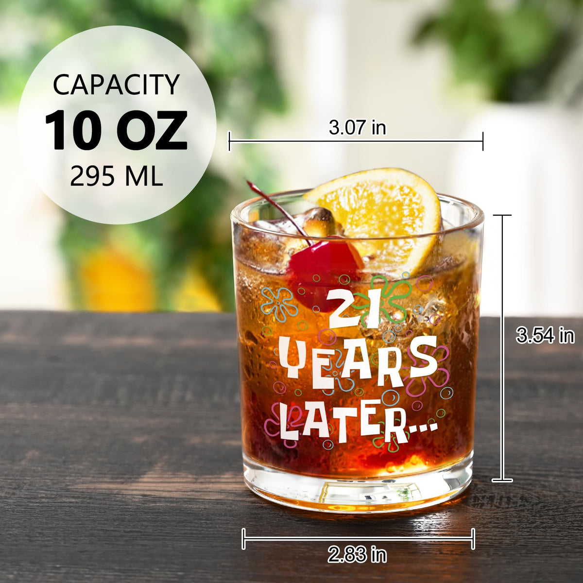 Futtumy 21st Birthday Gift Glass on desk, great for gifting or office use.