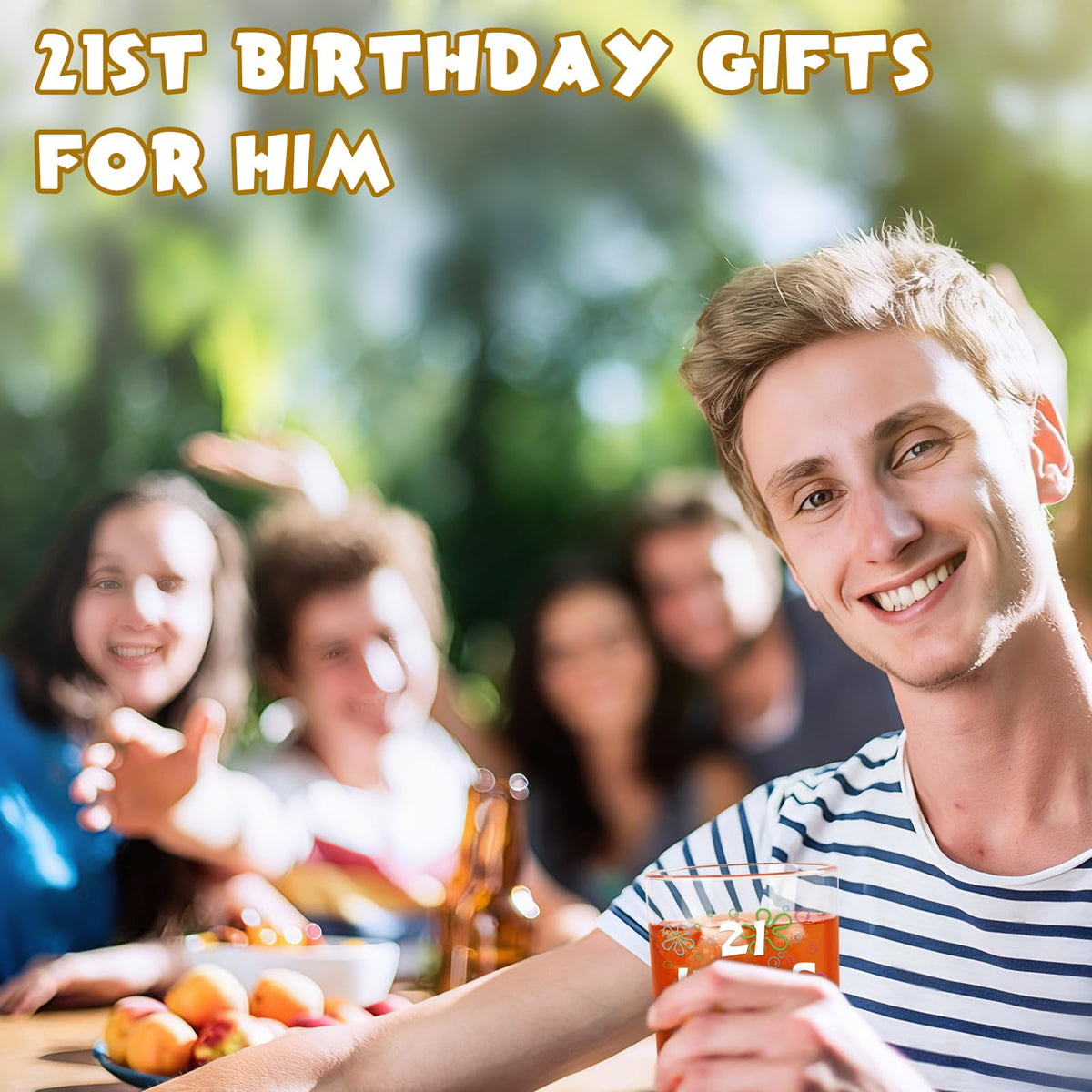 Futtumy 21st Birthday glass being held, ergonomic grip for comfortable use.