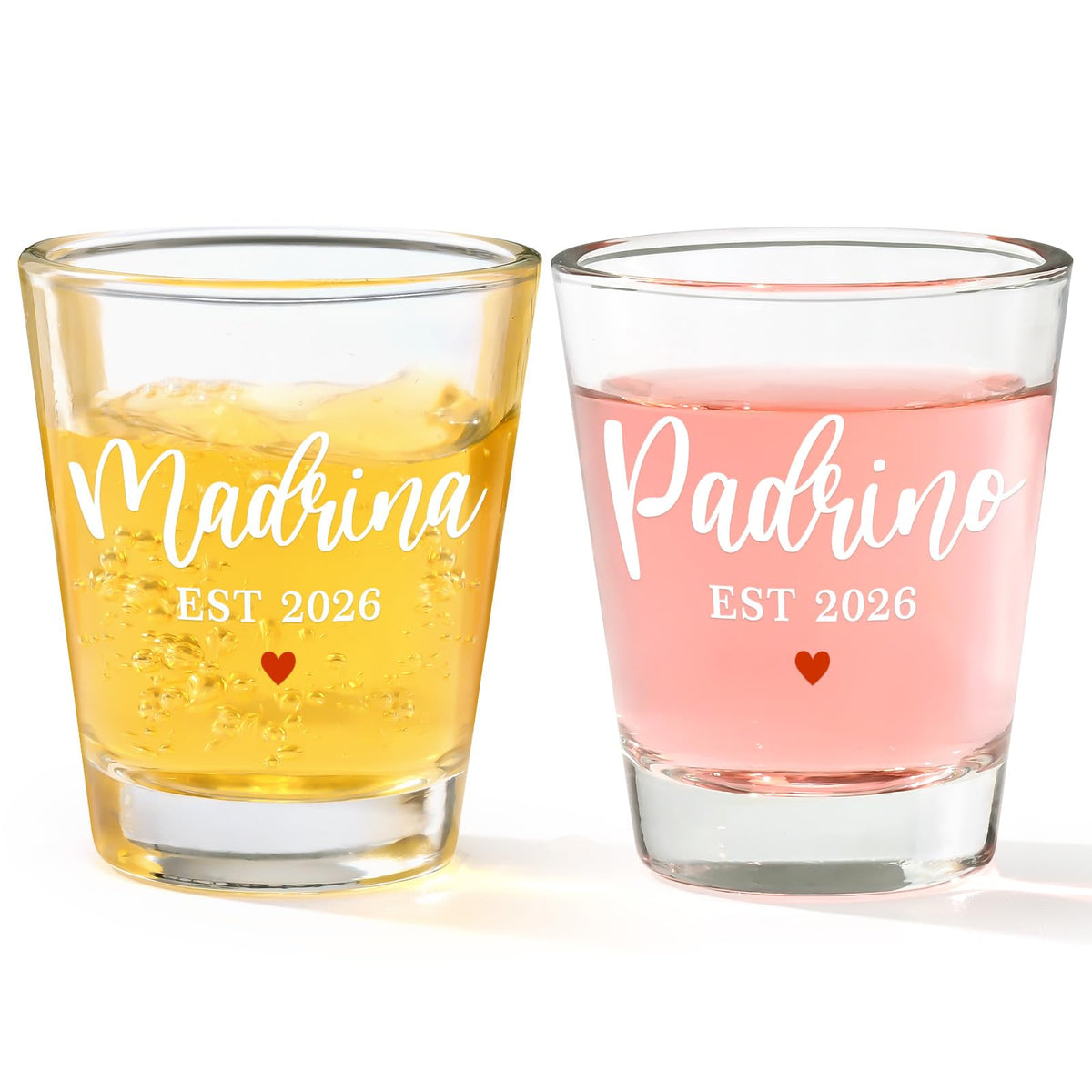 Futtumy godparents gift two-ounce shot glasses, front view for memorable toasts.