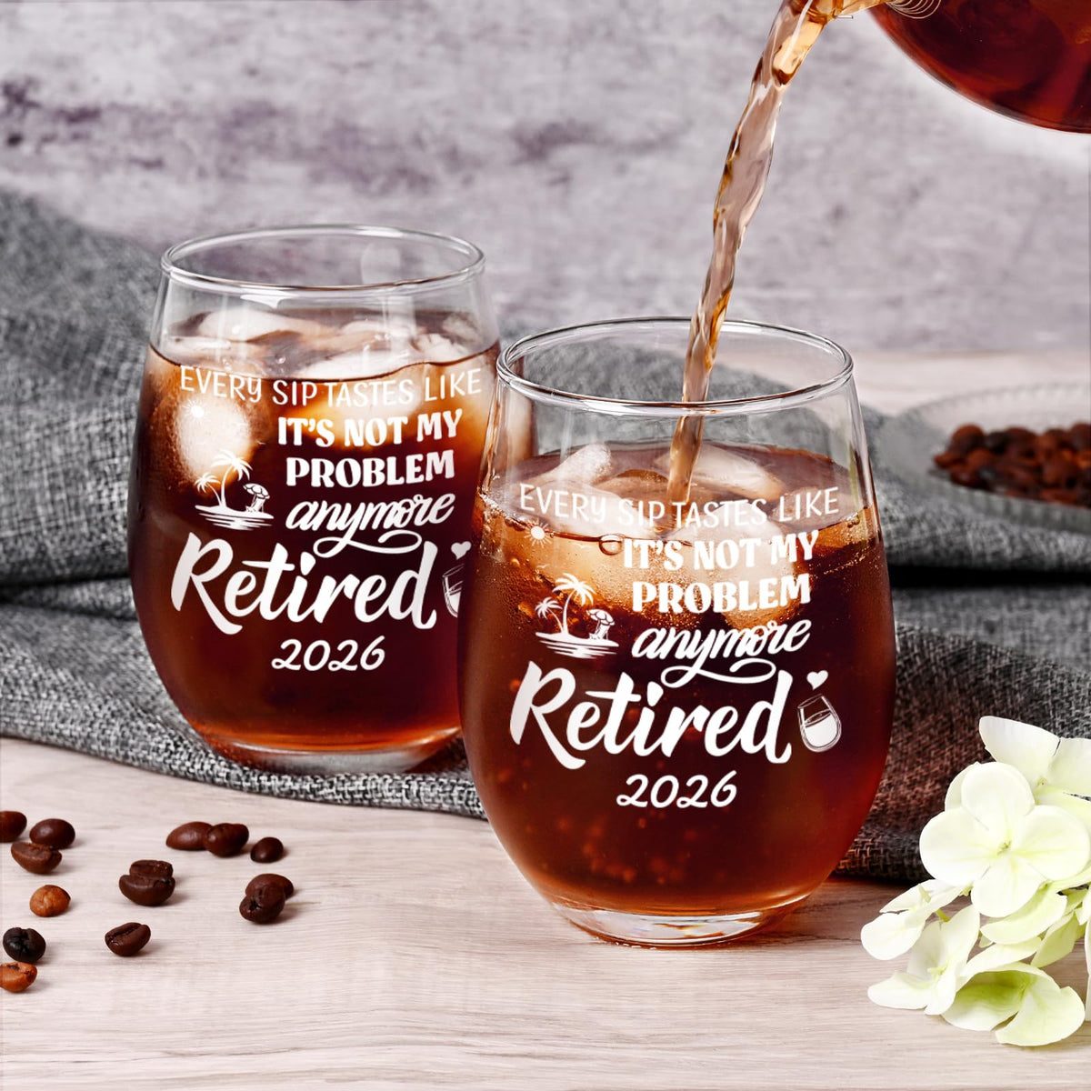 Futtumy glass with humorous not my problem anymore message