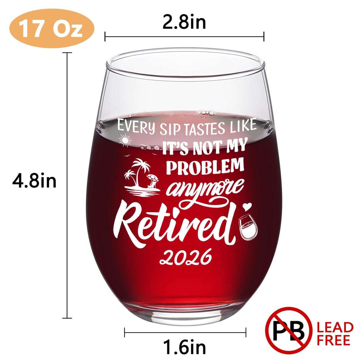 Futtumy retirement wine glass with funny toast message