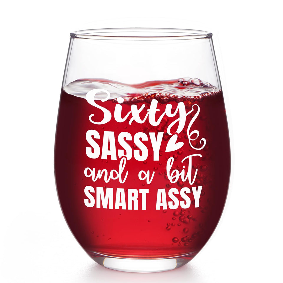 Futtumy sixty-sassy wine glass for 60th birthday, elegant and sturdy.