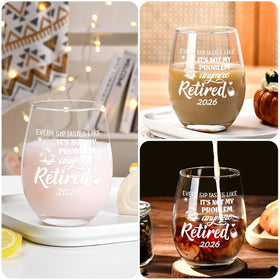 Futtumy stemless wine glass as a retirement centerpiece