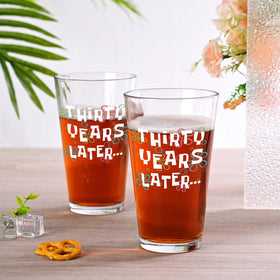 Futtumy thirty-years-later beer glass, side view, perfect for home use and celebrations.