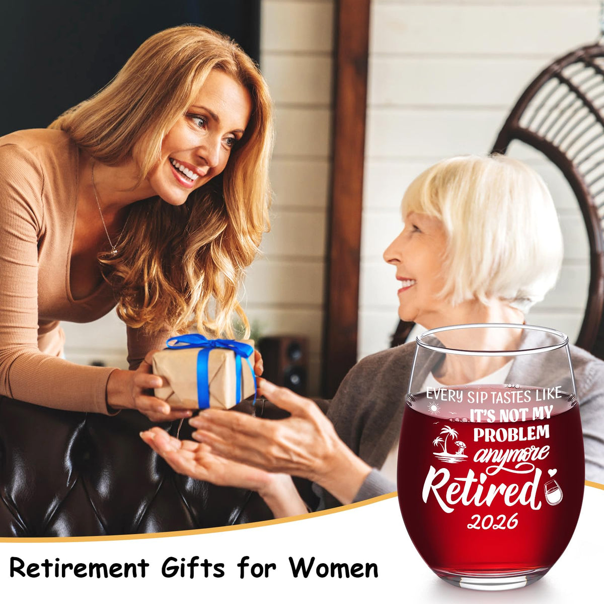Futtumy 17oz stemless retirement gift for women