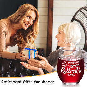 Futtumy 17oz stemless retirement gift for women