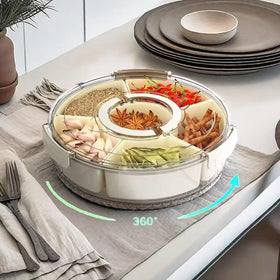 Fuukou six-compartment snack tray displaying separate snack zones