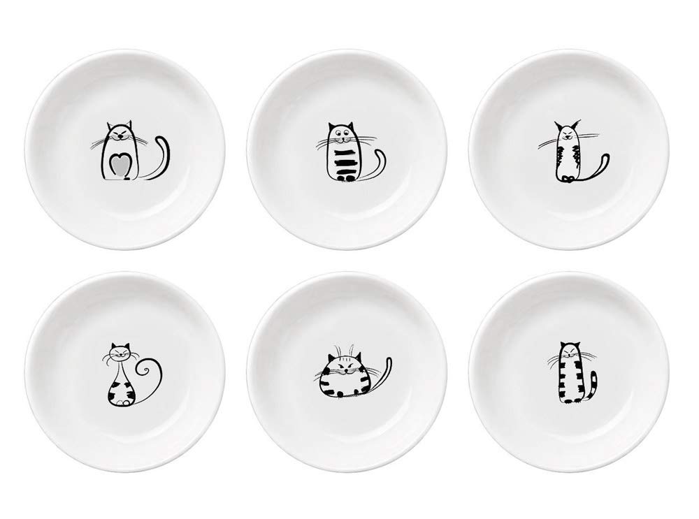 FUYU cat ceramic sauce plates set; perfect for dipping sauces and appetizers.