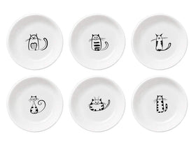 FUYU cat ceramic sauce plates set; perfect for dipping sauces and appetizers.