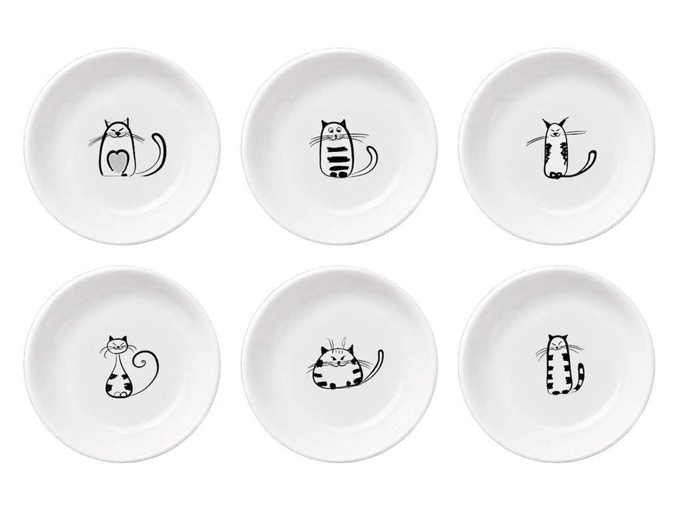 FUYU cat ceramic sauce plates set; perfect for dipping sauces and appetizers.